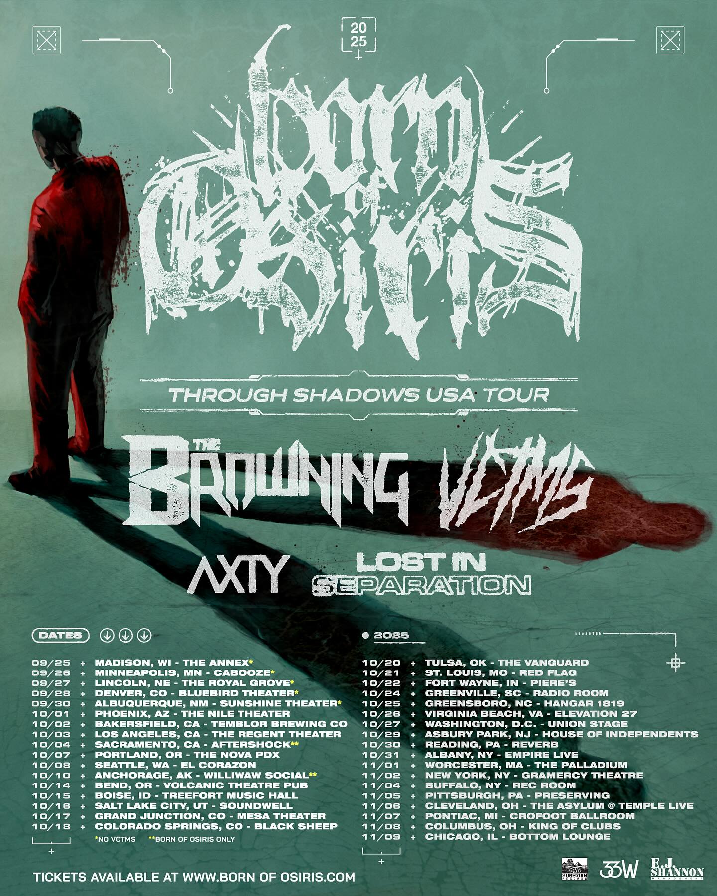 AXTY Through Shadows USA Tour Poster 2025